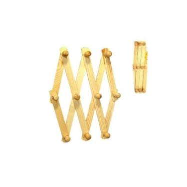 Imagem de Kit Com 2 Cabides Sanfonados De Parede Em Madeira – Organizador Dobrável Para Roupas, Acessórios e Decoração