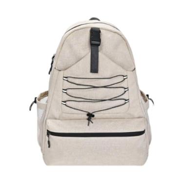 Imagem de Deevoka Mochila para raquete de tênis, badminton, com compartimento para sapatos, mochila esportiva para academia, caminhadas ao ar livre, mulheres e homens, Bege