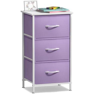 Imagem de Sorbus Mesa de cabeceira com 3 gavetas – móveis de cabeceira e baú de mesa de canto para casa, acessórios de quarto, escritório, dormitório universitário, estrutura de aço, tampo de madeira, caixas de