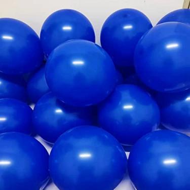 Imagem de Pacote com 100 balões de hélio de látex azul royal de 30,5 cm, azul escuro, decoração de festa, balões para chá de bebê, aniversário, casamento, celebração, formatura, balões azuis