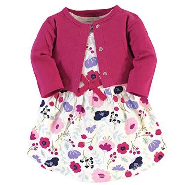 Imagem de Touched by Nature Vestido e cardigã de algodão orgânico para bebês meninas, Botânico rosa, 6-9 Meses