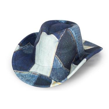 Imagem de CaySep Chapéu de caubói ocidental do Dia da Independência – Chapéu de cowboy branco e azul para festas, fantasias, cosplay