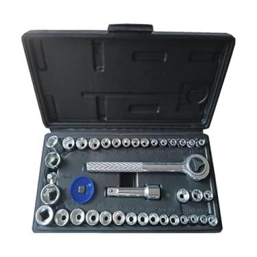 Imagem de Jogo De Soquete 40 Peças Chave Catraca Reversível Resistente à Pressão Resistente à Abrasão(40 Peças Preta)