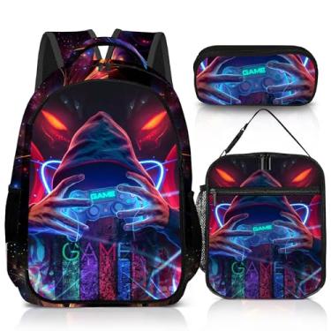 Imagem de jvycjlu Conjunto de mochila de jogos para meninos, mochila de jogos, lancheira para meninos e bolsa de lápis para crianças, 42 cm, Game-nmwj-11, GAME-NMWJ-11, Mochilas de viagem