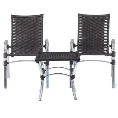 Imagem de Kit 02 Cadeiras Alumínio e Mesa Emily para Área Externa Varanda Edícula Sacada Piscina Jardim