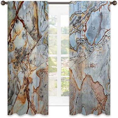 Imagem de Cortinas blecaute de mármore – Cortinas de quarto e sala de estar com isolamento térmico, economia de energia e redução de ruído, L 106 x C 150 cm