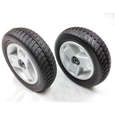 Imagem de Mobility scooter replacement wheel,7"x2",Flat-Free Front Wheel,Tri-Spoke Rim for 4-Wheel Go-Go Elite Traveller (SC44E) & Go-Go LX with CTS (S54LX) Scooters (WHLASMB1868),W/bearing,Silver+Black,1Pr