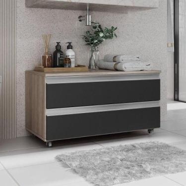 Imagem de Gabinete Banheiro Rodinhas Joia 80cm 02 Gavetas Madeirado Preto - Move