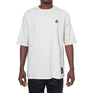 Imagem de Camiseta Starter Oversize Off White Masculina 100% Algodão, Off white,