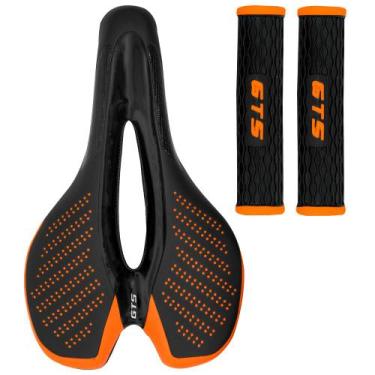 Imagem de Selim GTS MTB com luz de led e Manopla de brinde, Preto, Laranja