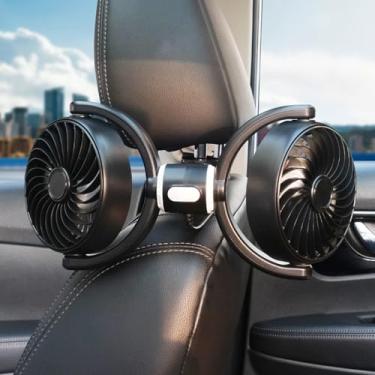 Imagem de Asixxsix Ventiladores de Resfriamento de Carros USB para Banco Traseiro, fã de Carro de Carro Duplo Rotativo Flexível, Alimentado por Veículo, Ventilador de Apoio da Cabeça Traseira