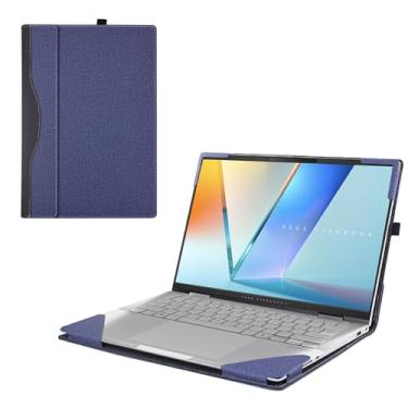 Imagem de RUNMEIJIA Capa de laptop apenas para ASUS Vivobook S 14 OLED (S5406) 14 polegadas [não funciona com outros modelos ASUS] Capa protetora de couro PU (azul)