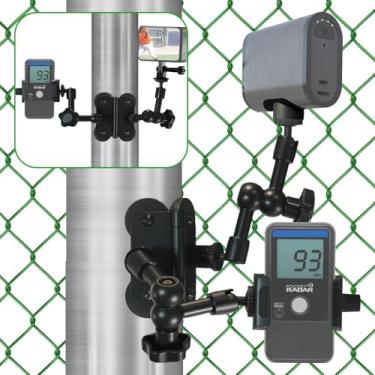 Imagem de Suporte de cerca de campo magnético de braço duplo para Mevo Start, GoPro, iPhone e câmeras de ação, dois suportes magnéticos de 1/10.2 cm para gravação de jogos de tênis de beisebol - Kit de montagem