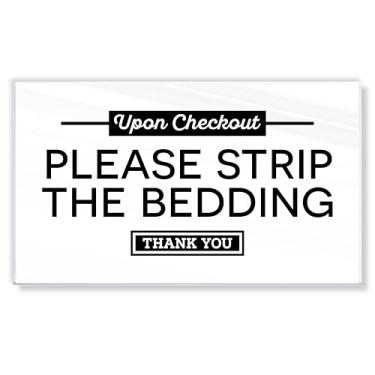 Imagem de Placa acrílica 15 x 9 cm, tire a roupa de cama, placa de instruções de finalização de compra compatível com Airbnb Essentials para anfitriões e convidados, placas de finalização de compra Air bnb