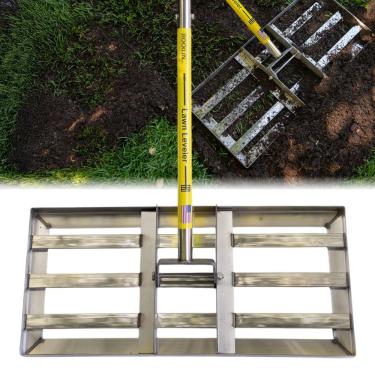 Imagem de Ancinho de nivelamento de gramado Rocklin™ em aço inoxidável Levelawn 22x10cm