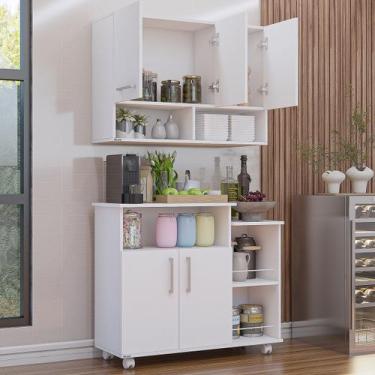 Imagem de Cozinha Completa Armário 3 Portas e Balcão Fruteira para Microondas Mó