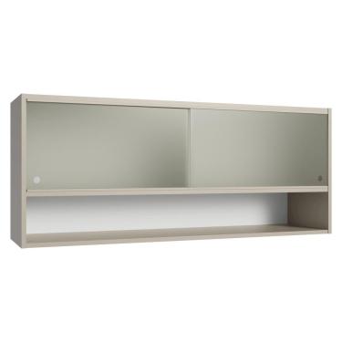 Imagem de Armário Aéreo 2 Portas De Correr De Vidro Pontilhado E 1 Nicho Nice Madesa Crema