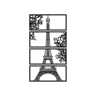 Imagem de Quadro Decorativo Preto Mdf Decorativo Torre Eiffel 40X20Cm