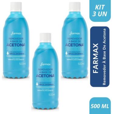 Imagem de KIT 3 Und Removedor De Esmaltes Acetona Com Hidratante Farmax 500ml