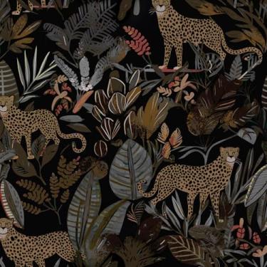 Imagem de XRUIBZI Papel de parede leopardo descasque e cole papel de parede animal da selva papel de parede tropical para armário impermeável autoadesivo rosa papel de parede para cozinha bancada parede 44,5 cm