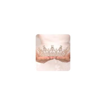 Imagem de Wekicici Tiara coroa de princesa rainha coroa de cristal com strass transparente acessórios de cabelo para mulheres, meninas, noiva, festa de Halloween, aniversário, formatura, festa de casamento de