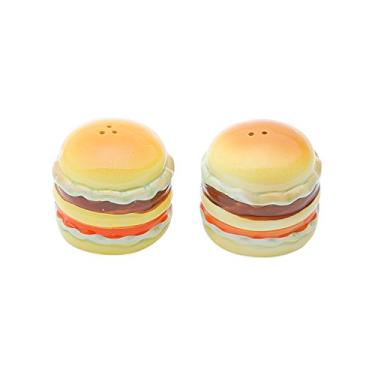 Imagem de Conjunto Saleiro E Pimenteiro De Cerâmica Hamburguer Lyor Amarelo/vermelho Único