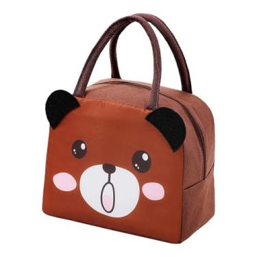 Imagem de Lancheira Térmica bolsa Infantil com Desenhos Animado, Tecido Oxford, Conserva Alimentos Quentes e Frios, escola pequinique, criança volta aula, marmiteira portatil (Urso)