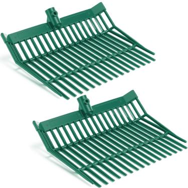 Imagem de Lasnten Cabeça de substituição para garfo de estrume, cabeça de forcado de 18 dentes com parafusos e porcas, ancinho de estrume de cavalo para pegar grama e feno (verde militar, 2 peças)