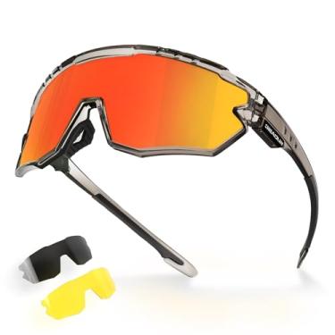 Imagem de GIEADUN Óculos de sol polarizados para crianças, jovens, beisebol, adultos, homens, mulheres, ciclismo com 3 lentes, pesca, esqui, golfe, Cinza transparente, youth