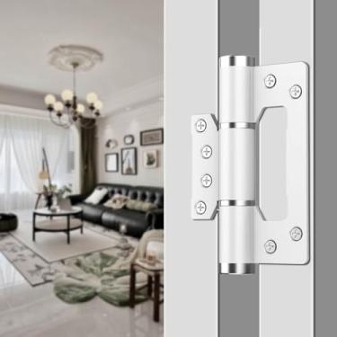 Imagem de Dobradiças de porta sem encaixe de 12,7 cm, dobradiça de porta de fechamento automático, dobradiça de mola, amortecedor hidráulico, abertura interna unidirecional de 175°, liga de alumínio espacial