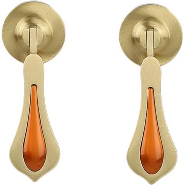 Imagem de Maçaneta Para Móveis 2 Pcs Alça De Latão Puro Em Forma De Gota Tag Gaveta Porta Do Armário Pingente De Furo único Alça Pequena, B Matte Brushed