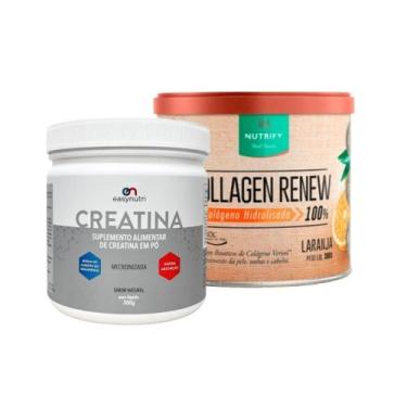 Imagem de Kit Collagen renew nutrify 300g e Creatina easy nutri 300g, Laranja