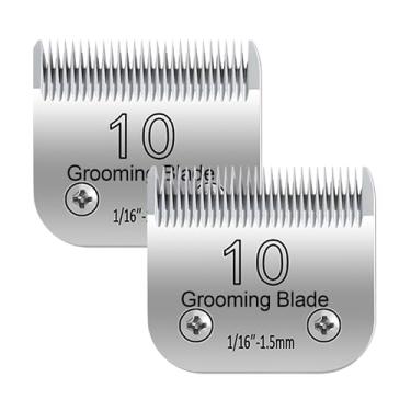 Imagem de OwnLifeYF Lâminas de aço removíveis para tosar cães de estimação, tamanho 10, compatível com corte Andis comprimento 1/40.6 cm (1,5 mm), compatível com Oster A5, adequado para cortadores Wahl KM 10