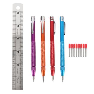 Imagem de Caneta de gravura de escriba de carboneto de tungstênio 4 pcs com 8 dicas de substituição, projeto de alumínio serrilhado para alumínio para jóias de madeira de cerâmica de vidro