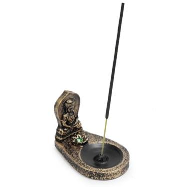 Imagem de Incensário Buda Tibetano Hindu Resina + 8 Varetas Incensos (Ouro Velho)