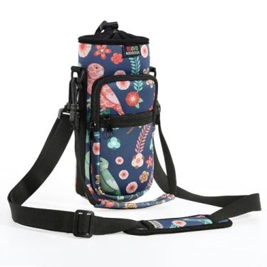 Imagem de Nuovoware Bolsa de transporte de garrafa de água, suporte de bolsa de garrafa, alça de mão ajustável com 2 bolsos, manga de neoprene, acessórios de garrafa de água esportiva para homens, mulheres, crianças, academia, caminhadas, viagens, acampamento