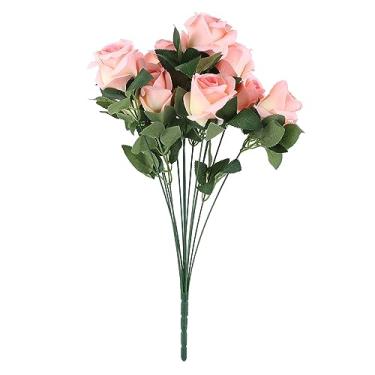 Imagem de Rosas Artificiais Bouquet 13 Plush Tecido Simulado Flores De Seda Real Procurando Rosas Falsas para Decoração De Casamento Home Decor Valentine Party Silk Material 151g (Rosa)