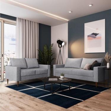 Imagem de Conjunto Sofá 2 e 3 Lugares Bipartido Ascona Cinza