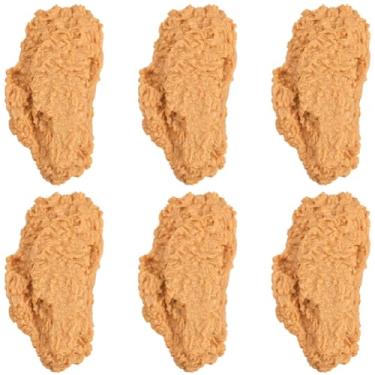 Imagem de SUNNYCLUE 6 peças de asas de frango falsas artificiais frito plástico simulação realista realista frito encontra decoração de comida para Natal, mulheres, casa, escritório, cozinha, férias, festas