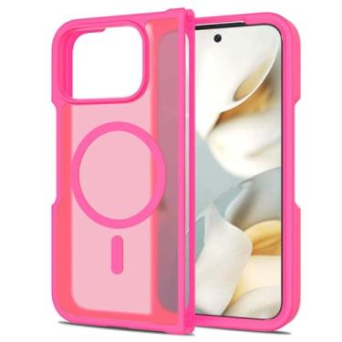 Imagem de LTLMYDAM Capa magnética para Google Pixel 10 Pro Fold, transparente, fosca, ultrafina, sem fio, capa antiamarelamento de policarbonato, vermelha, 10 Pro Fold