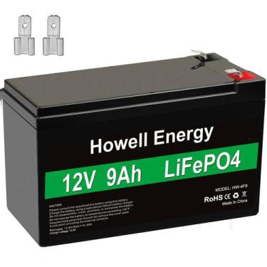 Imagem de Bateria HWE 12V 9Ah de lítio LiFePO4 de ciclo profundo recarregável