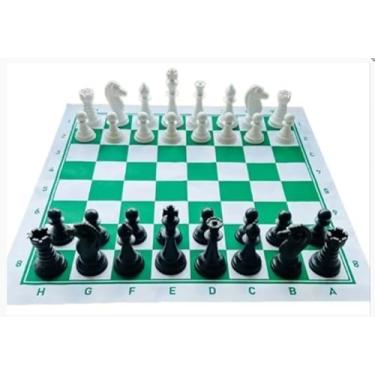 Imagem de Jogo Xadrez Oficial De Tabuleiro Napa 46x46cm Padrão Escolar Rei 10cm Peças de Xadrez Grande