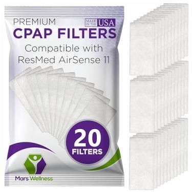 Imagem de Filtros CPAP filtro de ar descartável de pólen de feltro - 20 pacotes de fornecimento - feito nos EUA Suprimentos de filtro CPAP - Serve em máquinas da série ResMed Airsense 11 - por Mars Wellness