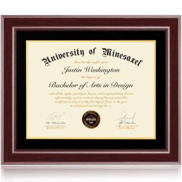 Imagem de Minesaxel Molduras para diploma de 40 x 50 cm, 30 x 40 cm com tapete preto, serve para documento de certificado de graduação, moldura vermelha cereja 50 x 40 cm com painel de vidro temperado para