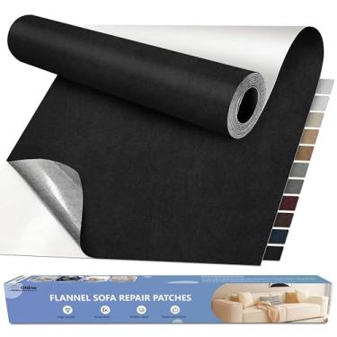 Imagem de ONine Kit de reparo de sofá de microfibra, adesivo de 139,7 x 30,5 cm, multicolorido, impermeável à água, adequado para sofás, tendas, bolsas, roupas, assentos de carro, móveis (preto)
