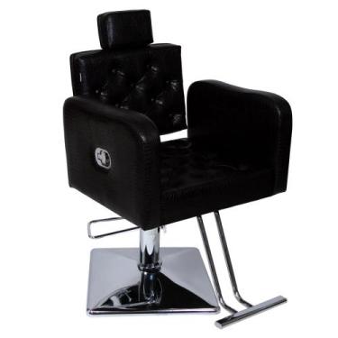 Imagem de Poltrona Cadeira Para Salão Hidráulica Tokyo Reclinável Base Quadrada 