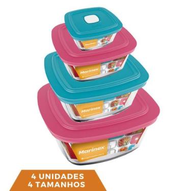 Imagem de 4 Potes Quadrado de Vidro Temperado Marinex 4 tamanhos - NADIR FIGUERE