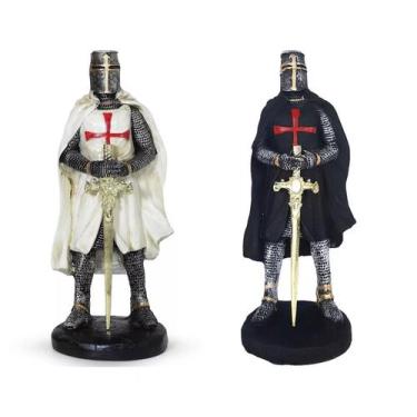 Imagem de Kit Com 2 Cavaleiros Templário Branco E Preto Medieval - Gama