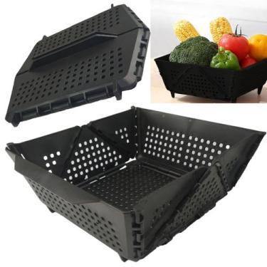 Imagem de Cesta Secar Frutas Verduras Vegetais Legumes Dobravel Porta Objetos Or