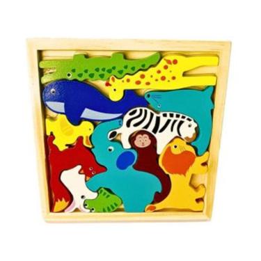 Imagem de Colecione e Encaixe MDF Animais Diversos Toymix Brinquedo Infantil de Encaixar e Empilhar